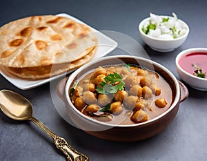 Indian breakfast Chola Bhatura Dish