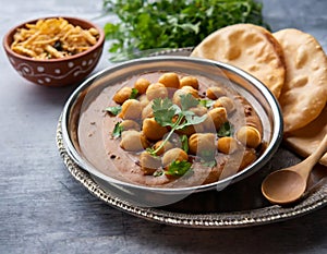 Indian breakfast Chola Bhatura Dish