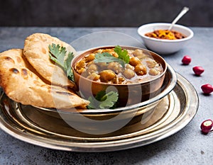 Indian breakfast Chola Bhatura Dish