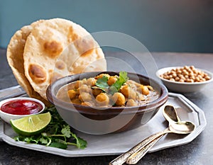 Indian breakfast Chola Bhatura Dish