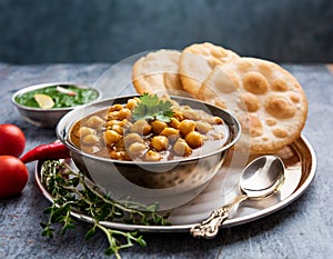 Indian breakfast Chola Bhatura Dish