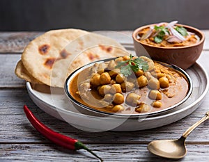 Indian breakfast Chola Bhatura Dish