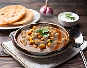 Indian breakfast Chola Bhatura Dish