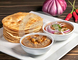 Indian breakfast Chola Bhatura Dish