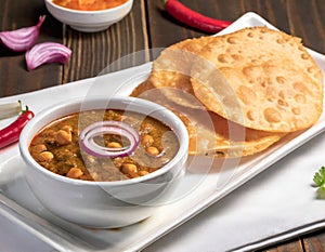 Indian breakfast Chola Bhatura Dish