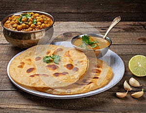 Indian breakfast Chola Bhatura Dish