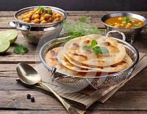 Indian breakfast Chola Bhatura Dish