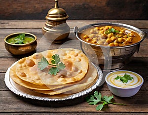 Indian breakfast Chola Bhatura Dish