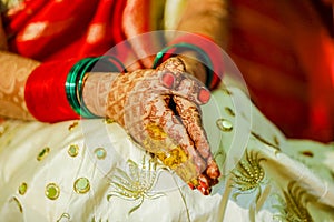 Indian bridal hand with mehandi design