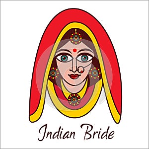 Indian bride cartoon character .vector illustration