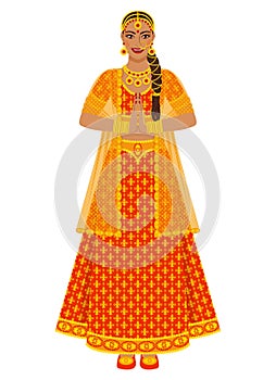 Indian bride in wedding red lehenga dress
