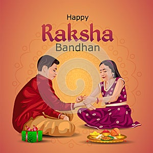 Indian brother and sister festival happy Raksha Bandhan concept. Rakhi celebration in india vector illustration