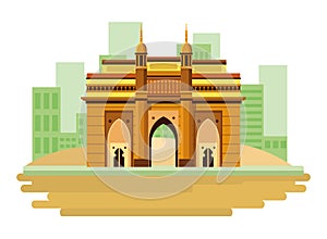 Indian building monuments icon cartoon