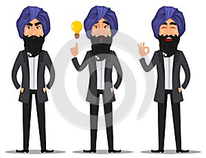 Indian business man cartoon set