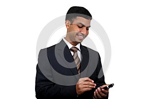 Indian business man using pda (5)