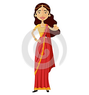 Indian business woman motivation flat cartoon illustration