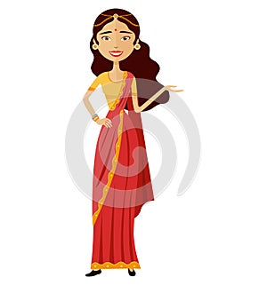 Indian businesswoman presents something vector flat