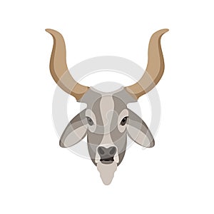 Indian cattle oxen head vector illustration style Flat