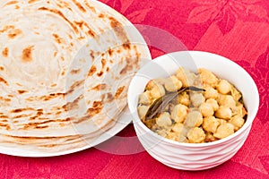 Indian Chana Masala and Parotta