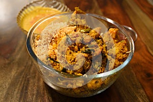 Indian Chicken Biryani served in a glass bowl