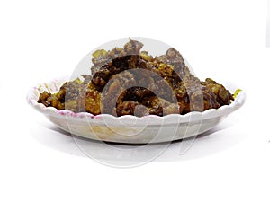 Indian chicken dish, chicken white background