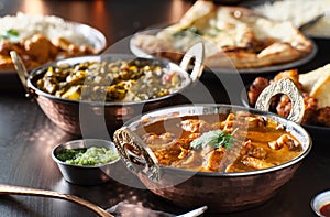 Indian chicken tikka masala curry in balti dish