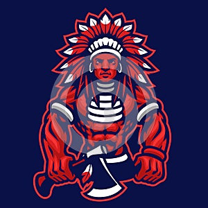 Indian Chief Warrior Mascot logo