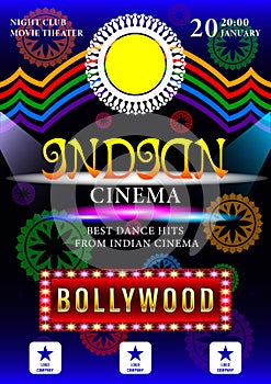 Indian Cinema Bollywood  poster for night party background design