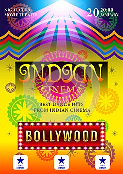 Indian Cinema Bollywood  poster for night party background design photo