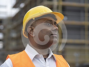 Indian civil engineer on construction site