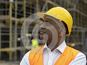 Indian civil engineer on construction site