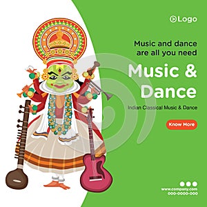 Indian classic dance of kathakali banner design