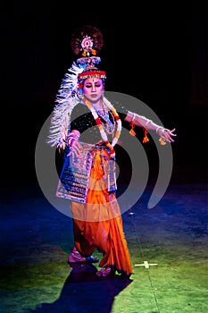 Indian classical dance Manipuri preformance o in Chennai, India