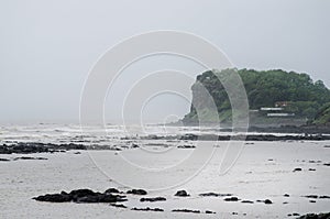 Indian coastlines and monsoon season. Rainy day in India. Irelands and coast. Concept of beautiful nature during a monsoon. photo