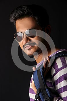 Indian collage student with bag