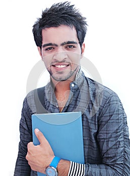 Indian College Student over white background.