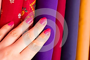 indian colorful fabric background,material for clothes