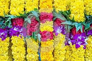 Indian colorful flower garlands photo