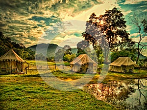 Indian countryside photo captured and edited as pastel effect on photoshop