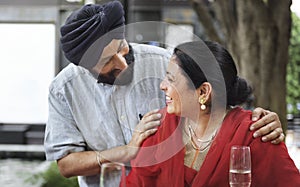 Indian Couple Dining Together Concept