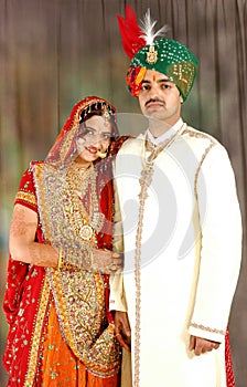 Indian couple in wedding attire