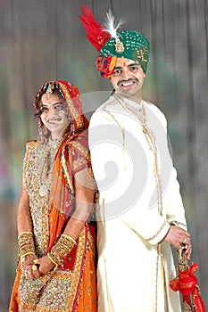 Indian couple in wedding attire