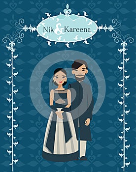 Indian couple on wedding invitations card