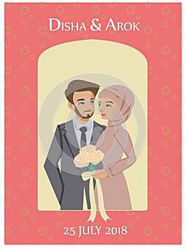 Indian couple on wedding invitations card