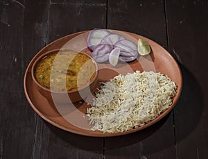 Indian Cuisine Jeera Rice With Dal Tadka