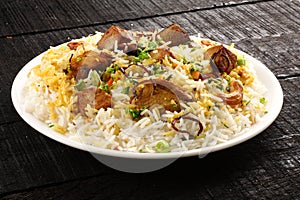 Indian cuisine- traditional fish pulav or pilaf