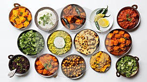 Indian Cuisine Variety on White Table