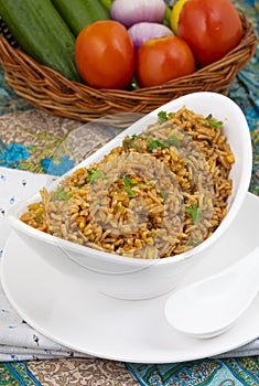 Indian Cuisine Vegetarian Fried Rice Or Pulav