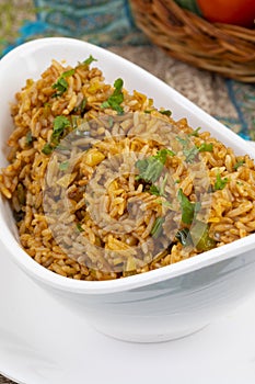 Indian Cuisine Vegetarian Fried Rice Or Pulav