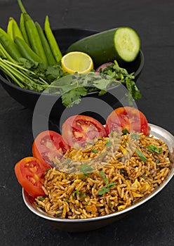 Indian Cuisine Vegetarian Fried Rice Or Pulav